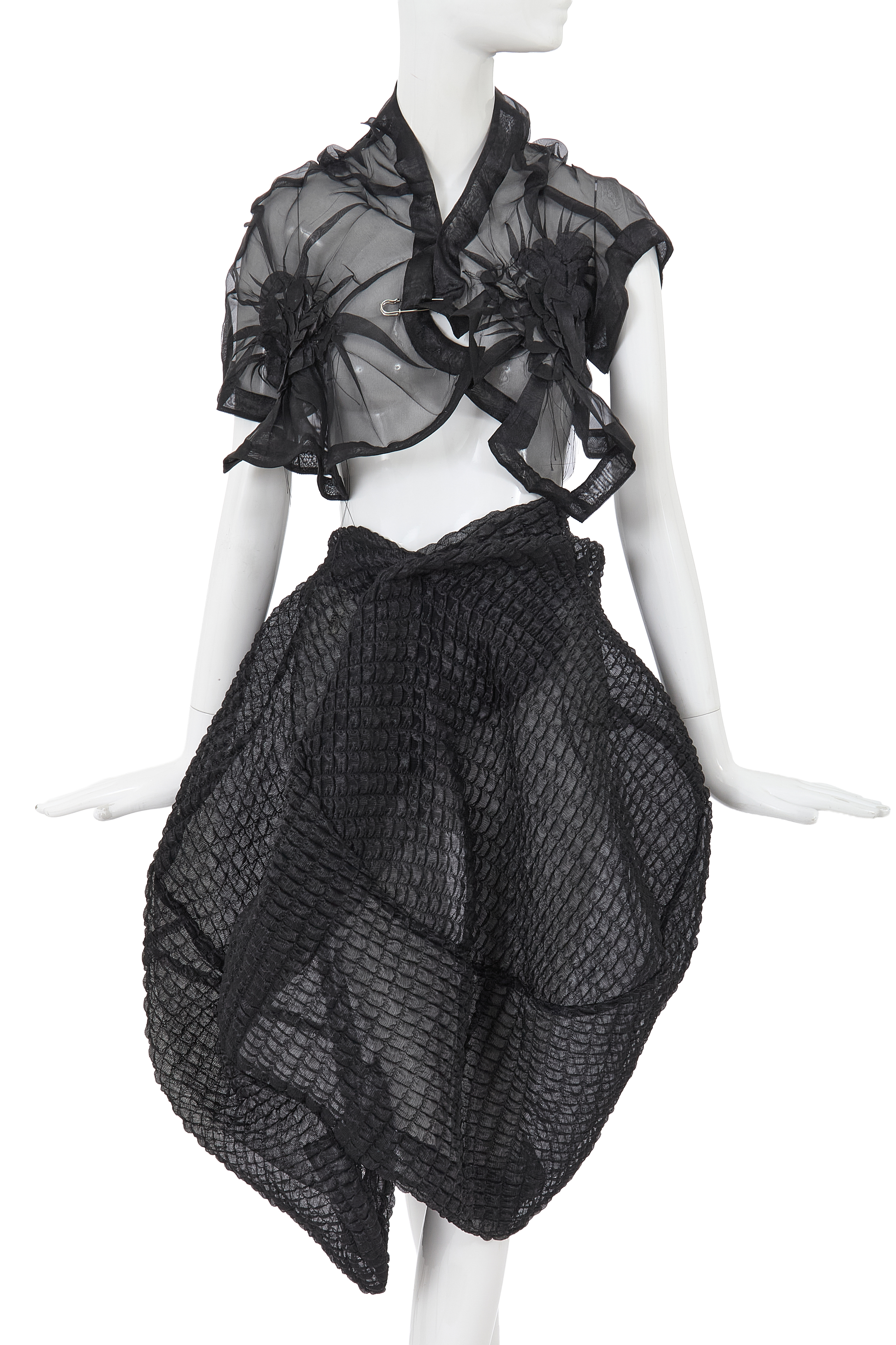 A Comme Des Garçons Black Polyester Ensemble, ‘Body Meets Dress – Dress Meets Body’ Collection, Spring Summer 1997